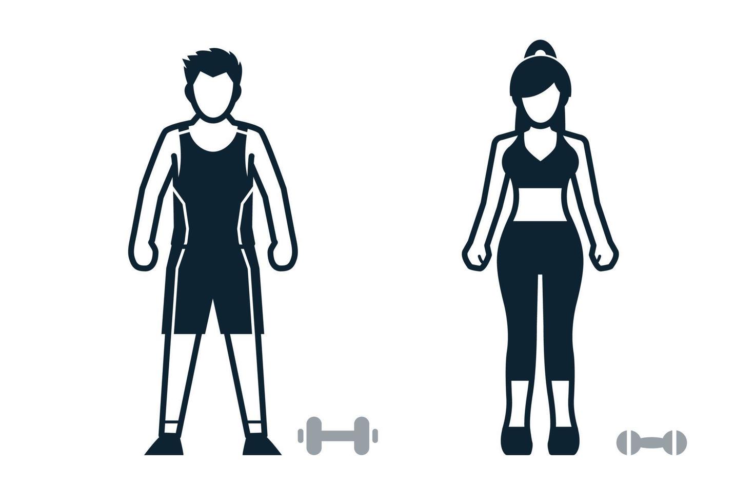 Exerciser, Sport Player, People and Clothing icons with White Background vector