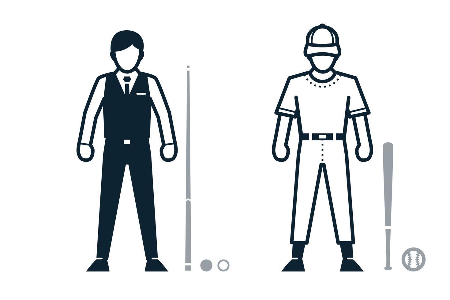 Snooker, Baseball, Sport Player, People and Clothing icons with White Background vector