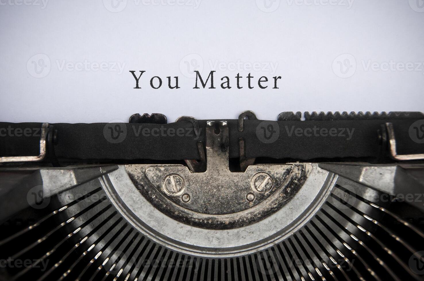 You matter text typed on an old vintage typewriter. Motivational concept photo