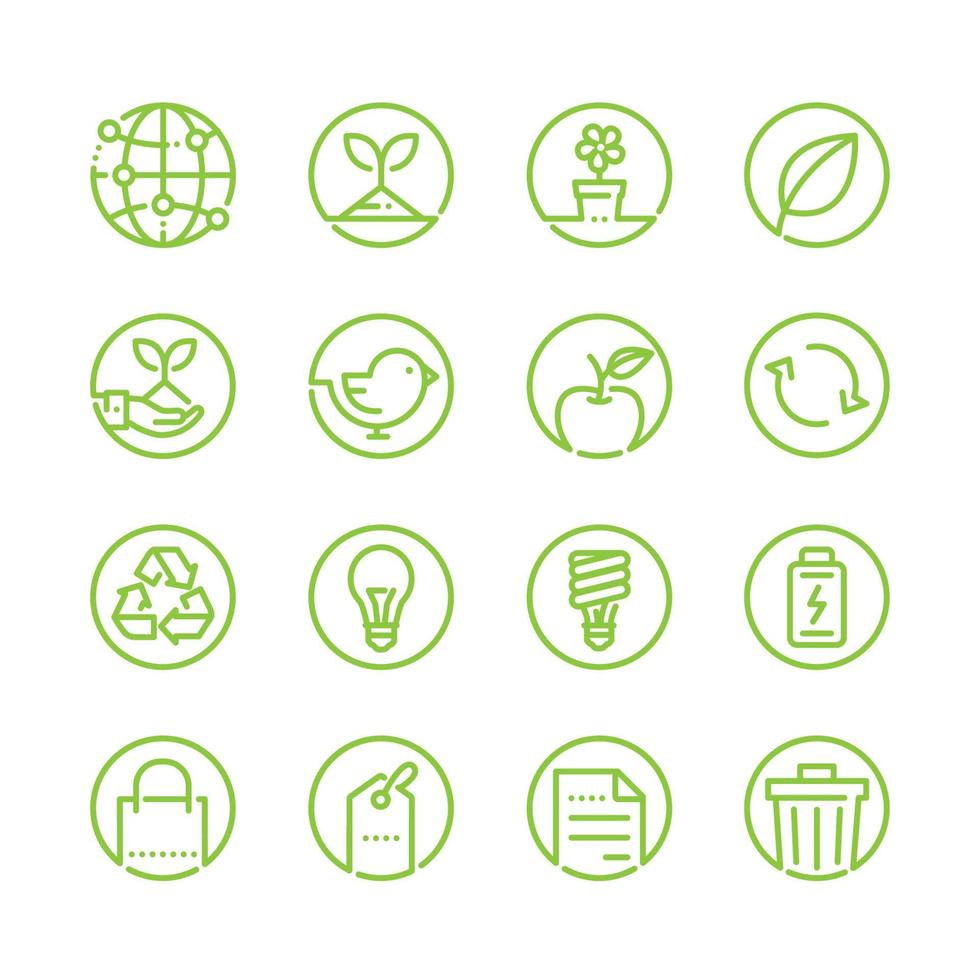 iconos de ecología con fondo blanco vector