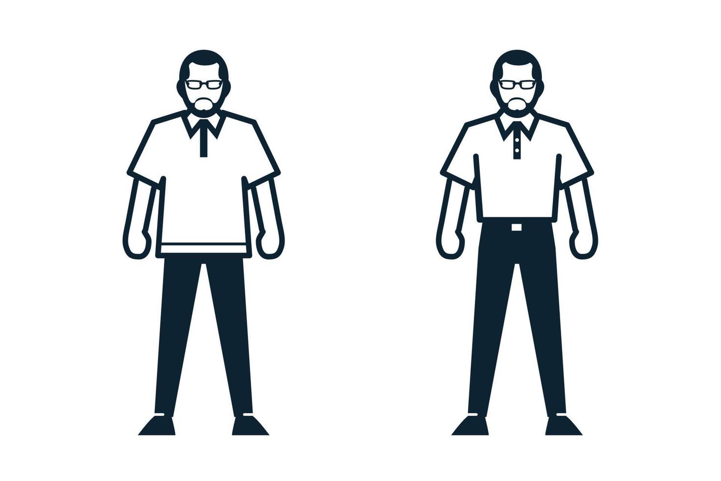 gente, hombre, moda, iconos de ropa con fondo blanco vector