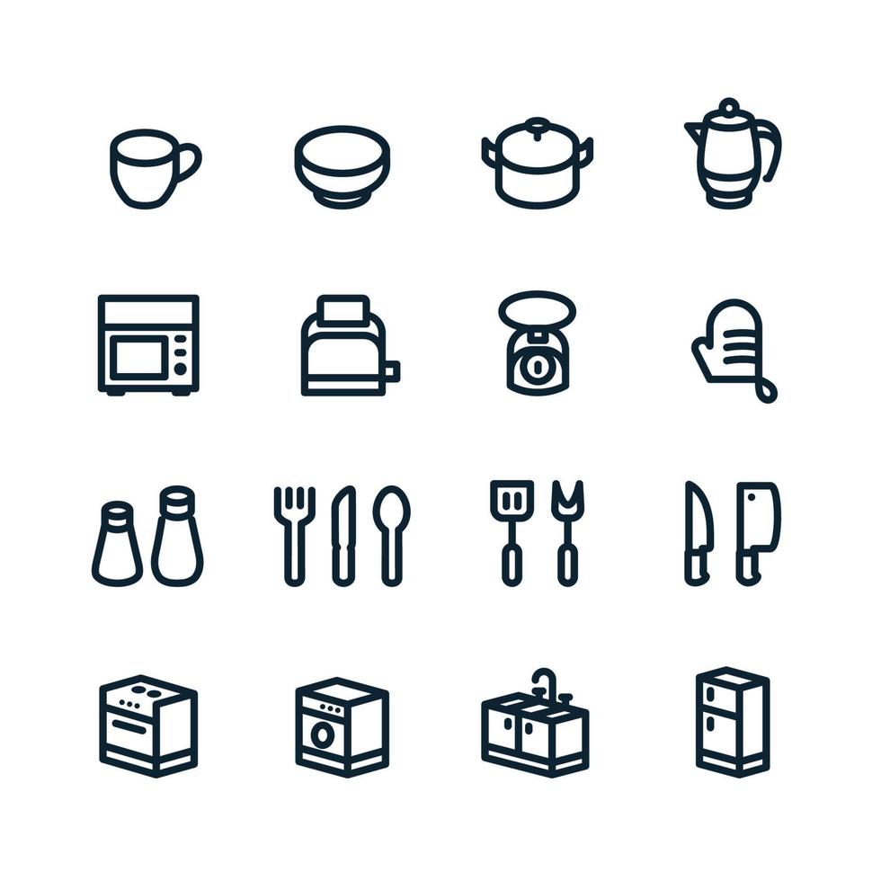 iconos de cocina con fondo blanco vector