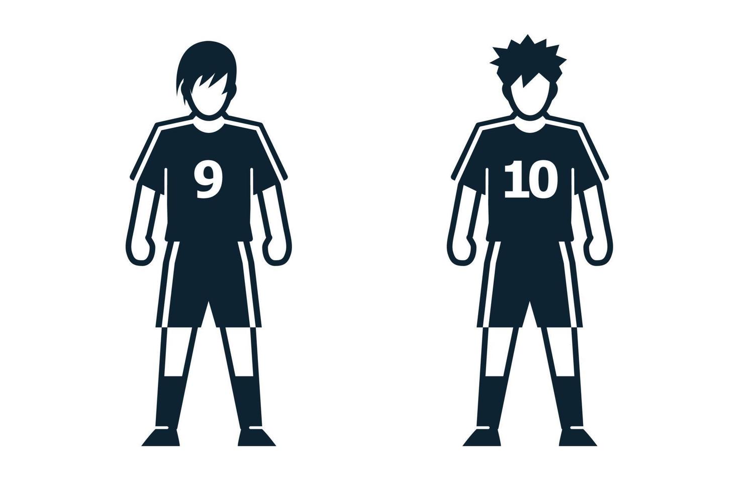 Soccer Player, People and Clothing icons with White Background vector