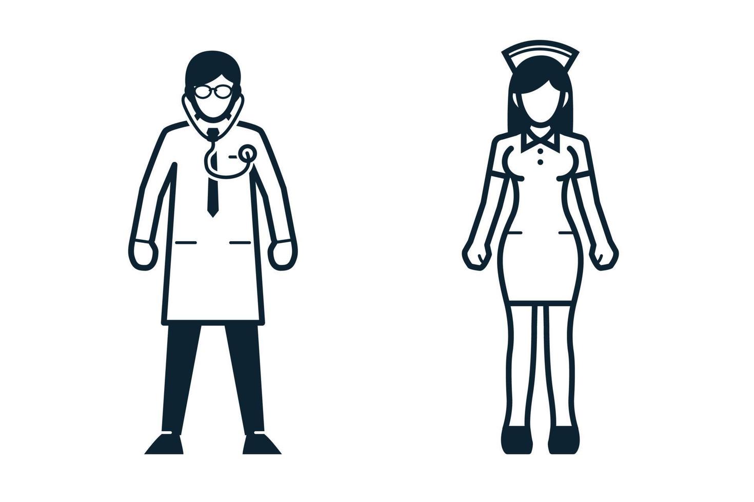 Doctor, Nurse, Uniform and People icons vector