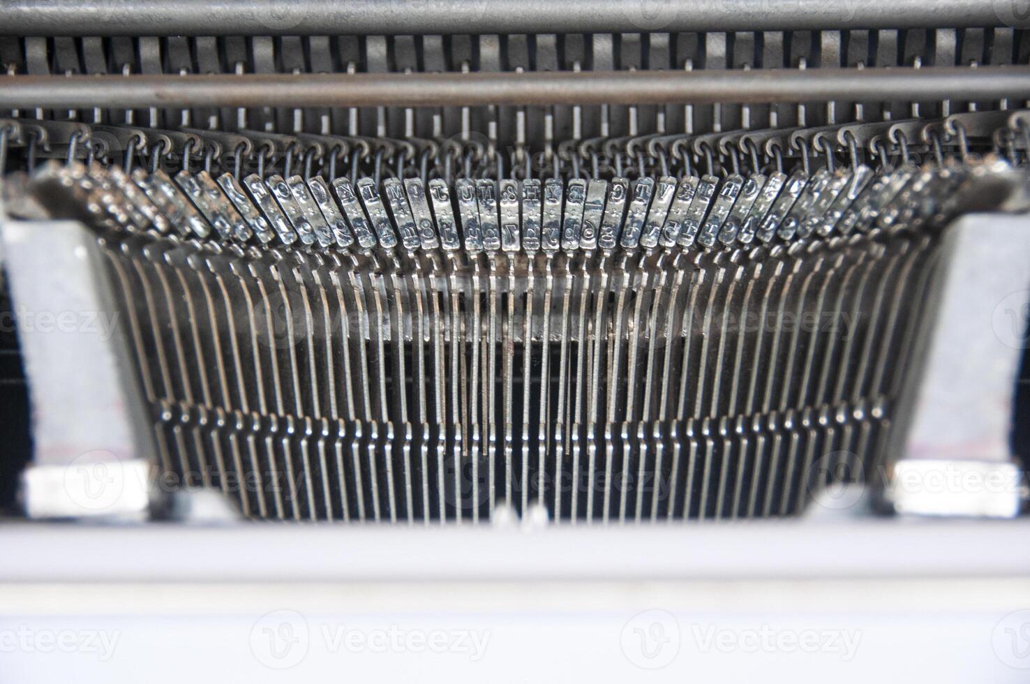 Top view of an old typewriter. Conventional and manual writing concept photo