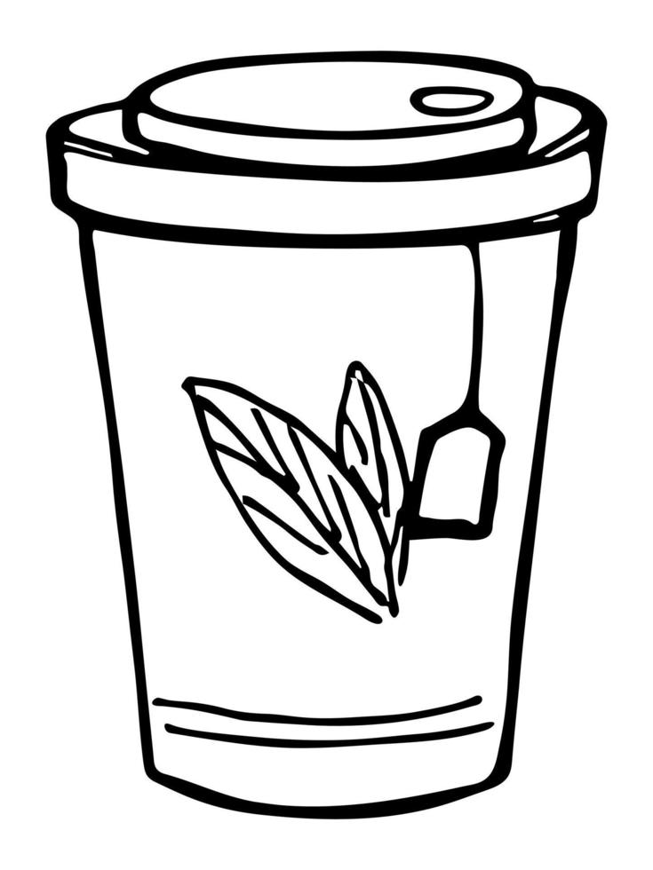 linda taza de ilustración de té. imágenes prediseñadas de taza simple. acogedor hogar garabato vector
