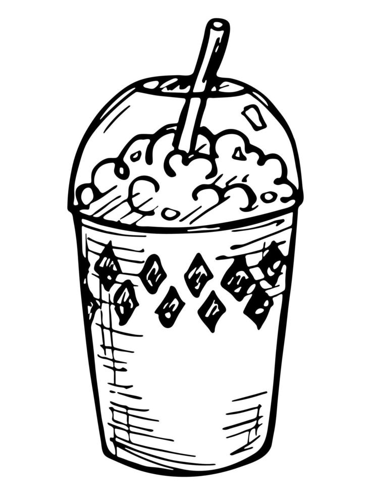 Cute milkshake illustration. Simple cup clipart. Pretty drink doodle vector