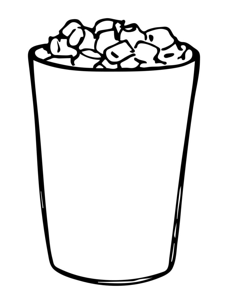 Cute cup of milkshake, coffee or hot chocolate with marshmallow. Simple cocktail clipart vector