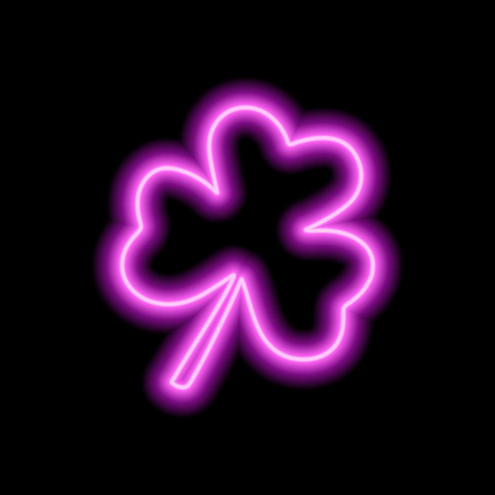 The neon pink clover leaf on a black background vector