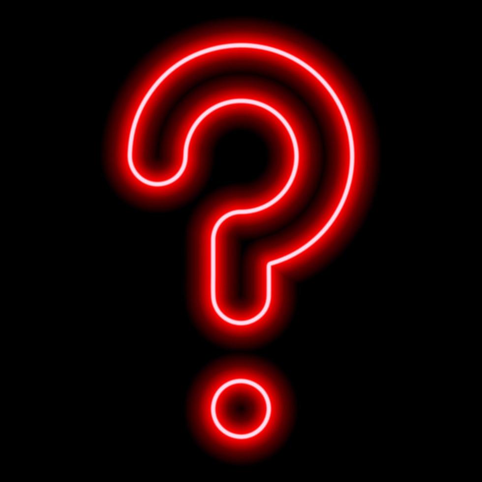 Red neon question mark on a black background vector