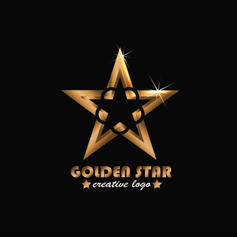 logotipo de estrella dorada, estilo 3d, elegante y moderno vector