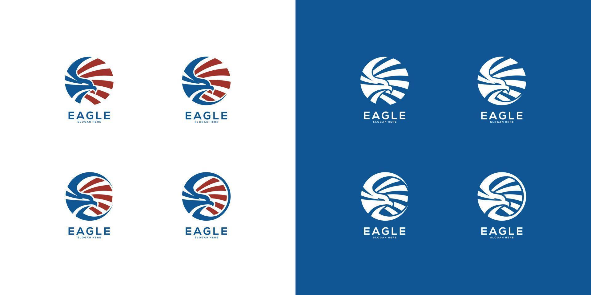 Eagle Head circle logo vector abstract set