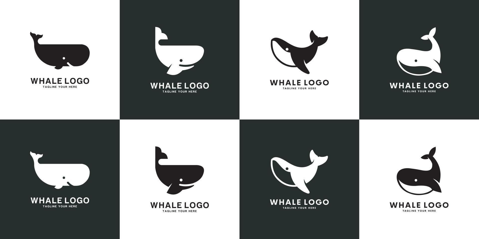 Set of whale species logo Vector