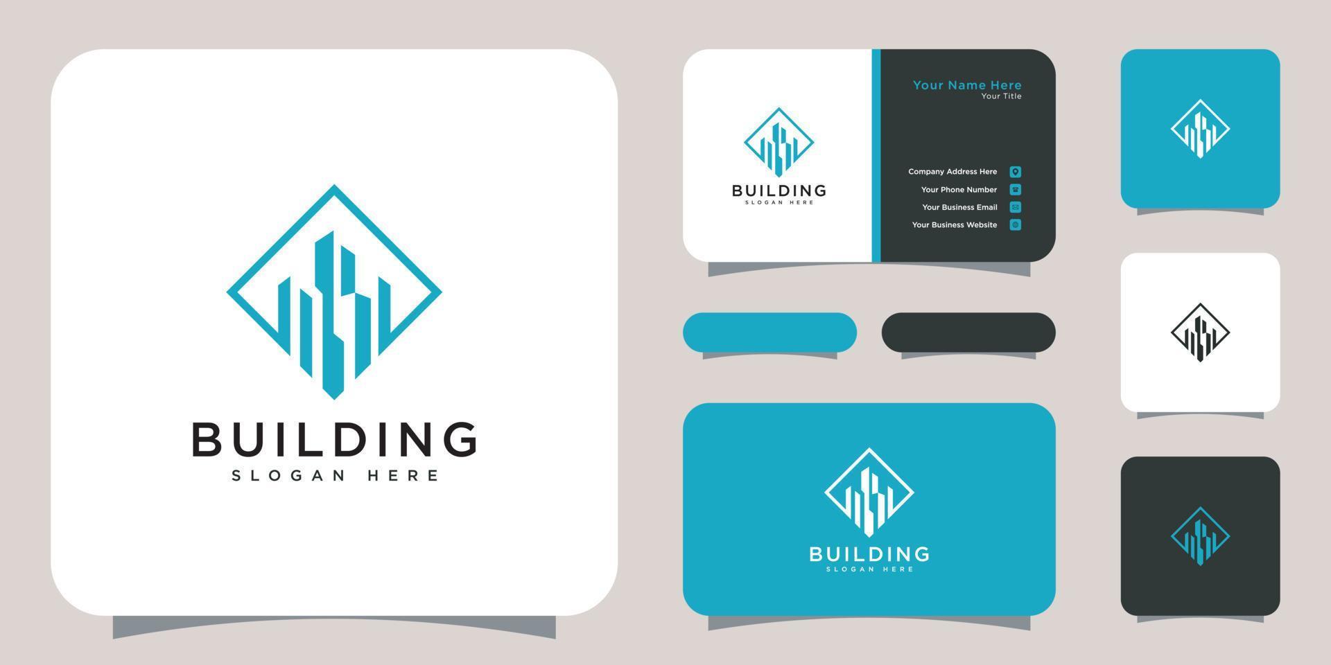 Building logo vector and business card design