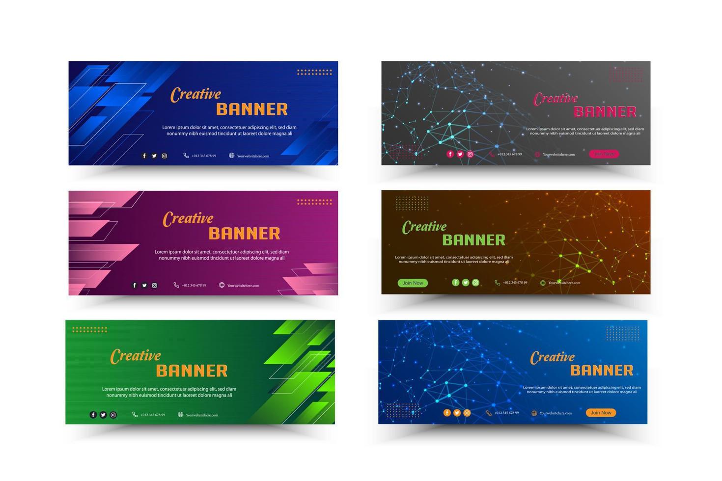 collection of colorful banner backgrounds vector
