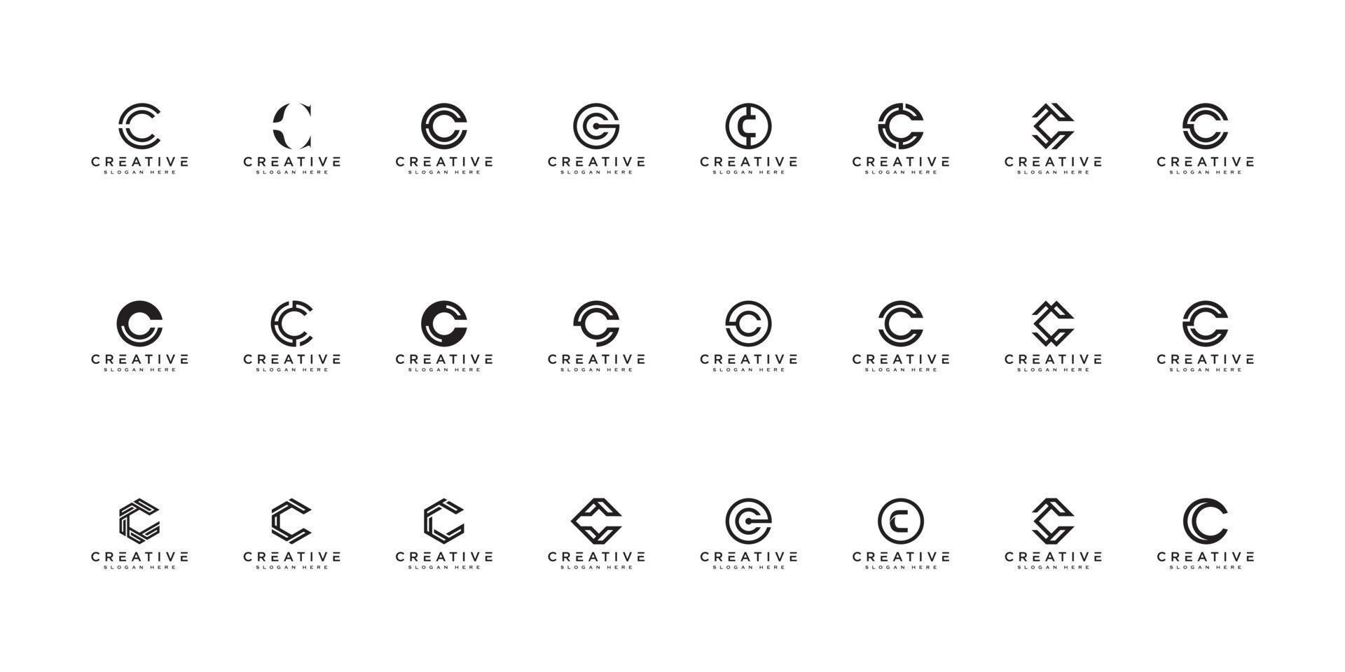 Set of initial letter C logo design template. vector