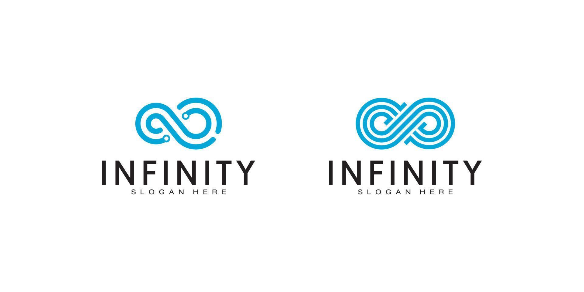 Infinity tech logo with line art style vector