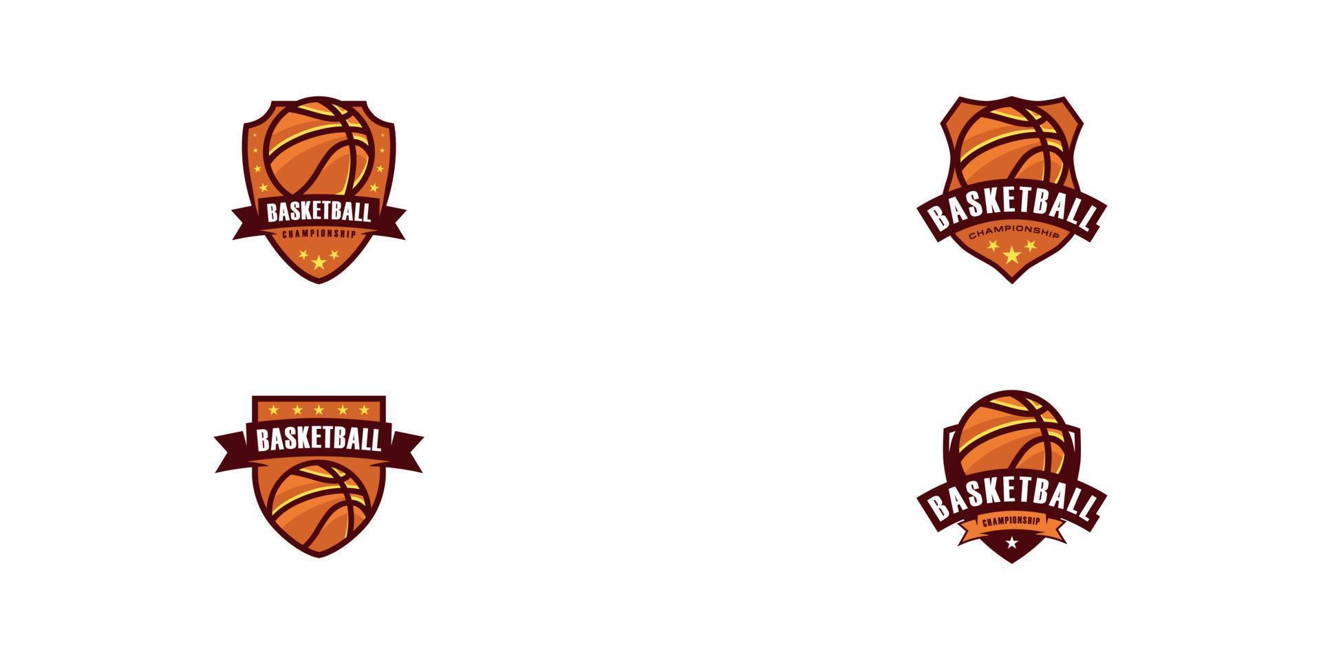 Basketball championship logo with shield vector