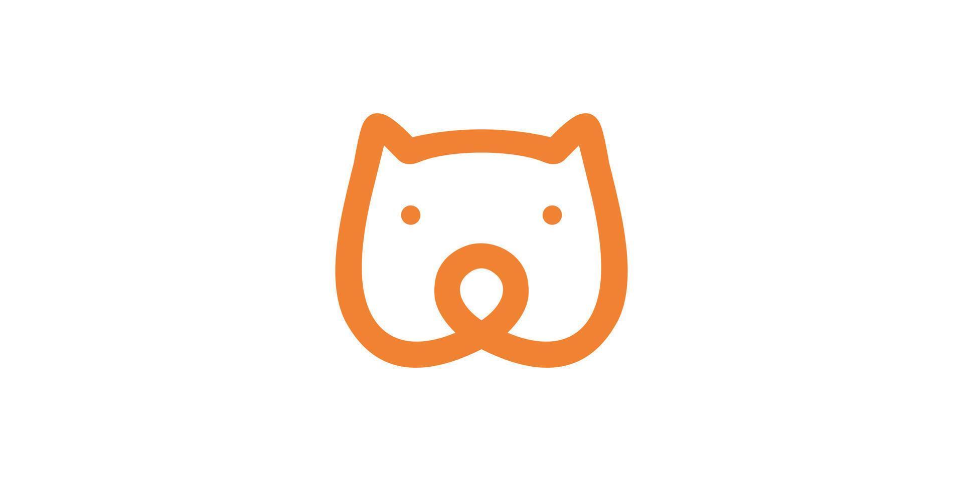 Bear head mono line vector icon