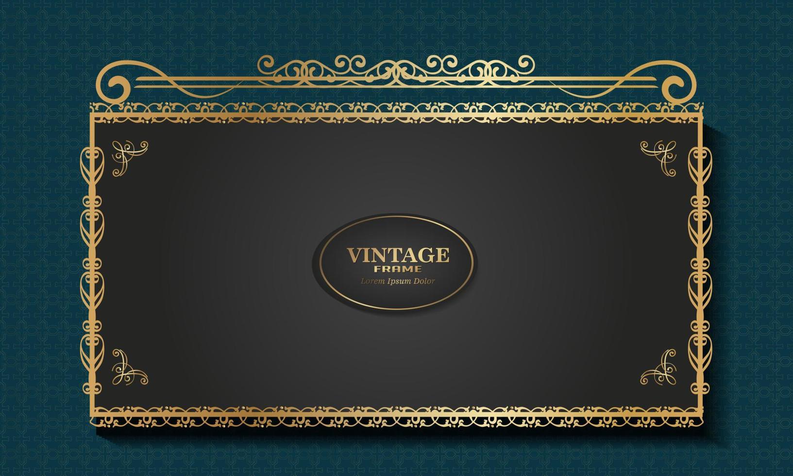 Fondo vintage con marco de adorno dorado estampado, ilustración vectorial vector