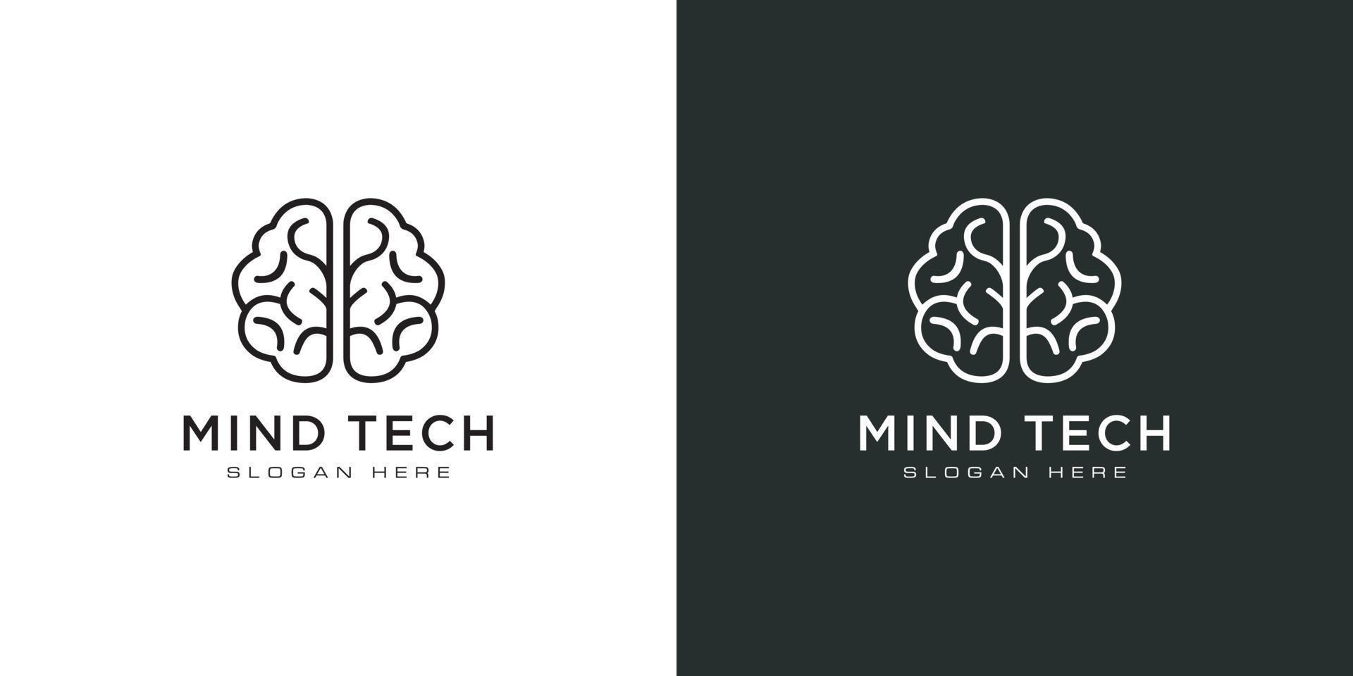 Creative smart brain technology logo design illustration vector