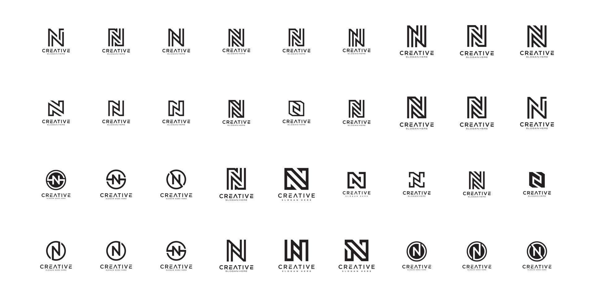 Set of initial letter N logo vector template