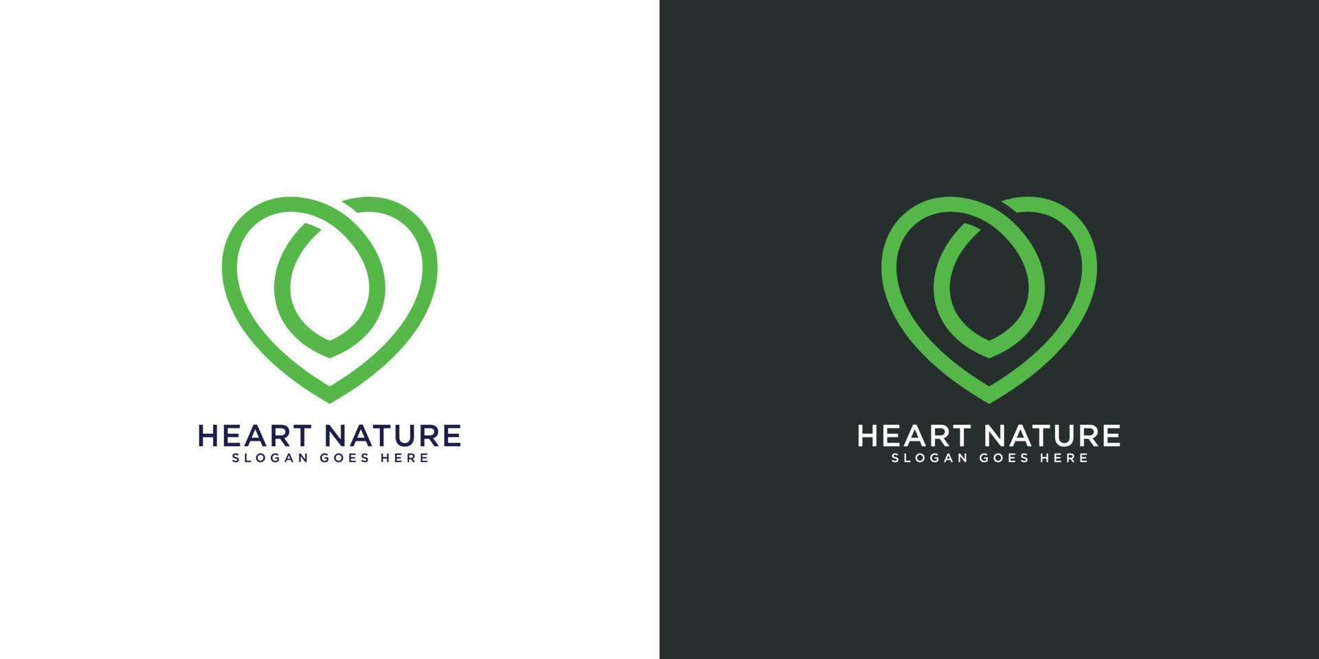 heart nature logo design vector