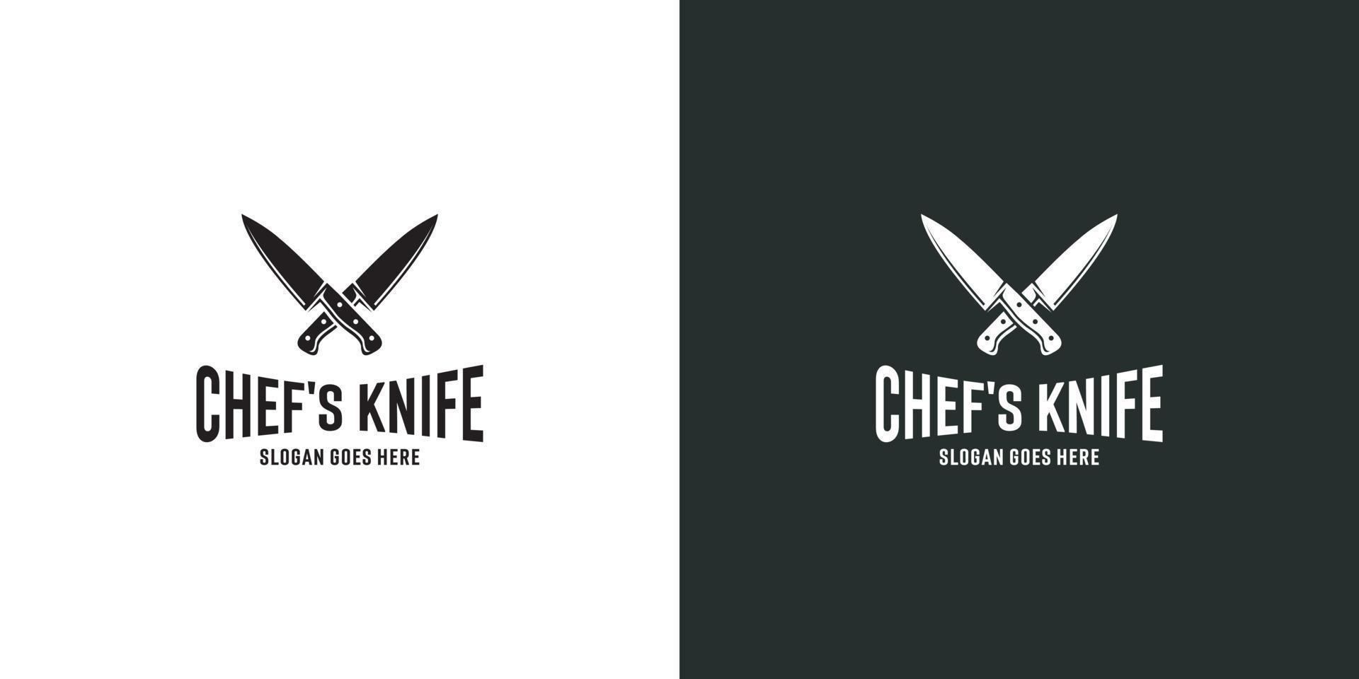 butcher knife logo design vector