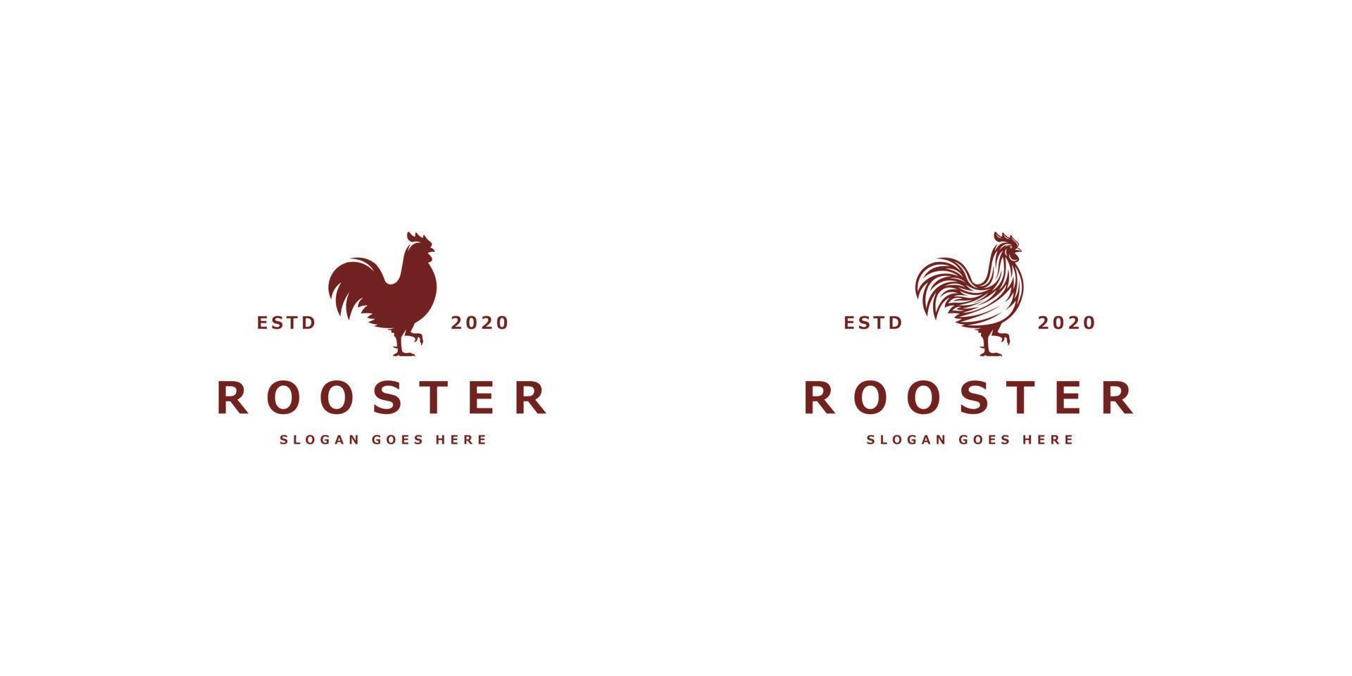 rooster logo mono line vector vintage