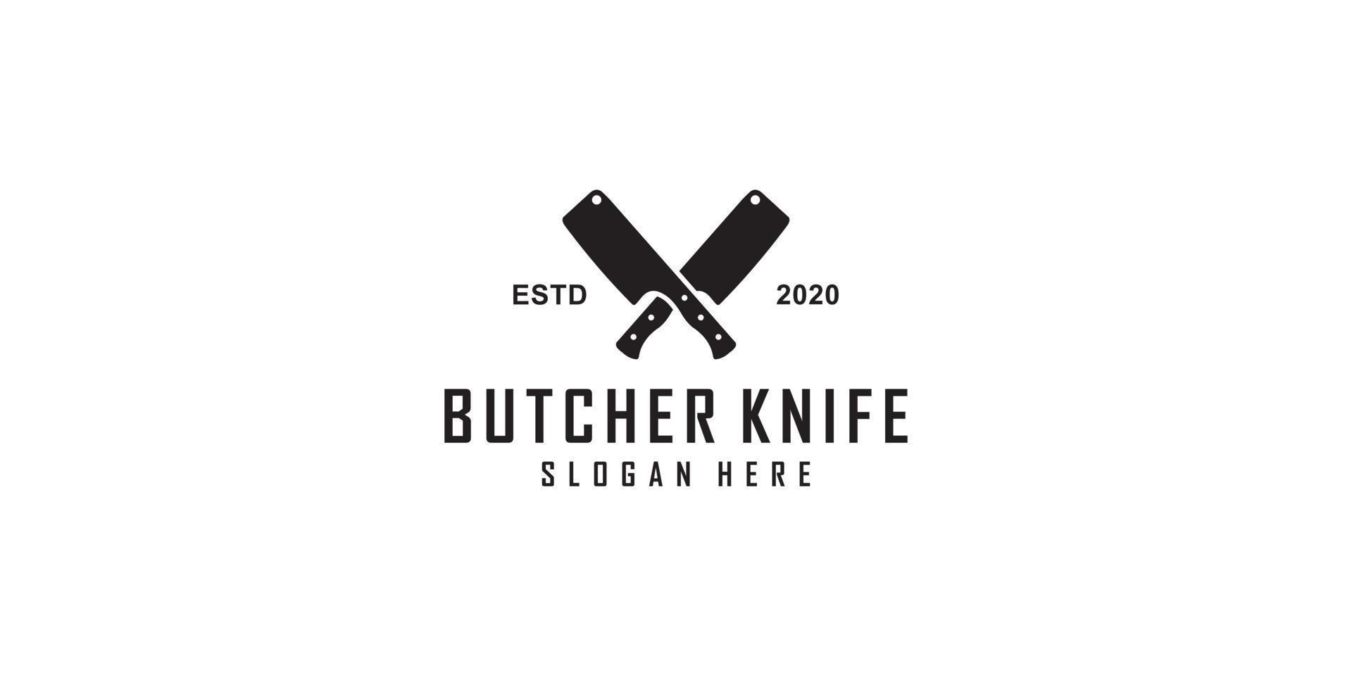 emblema de diseño de logotipo de cuchillo de carnicero vector