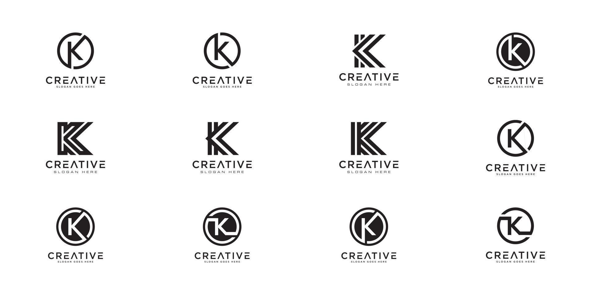 set of initials letter K abstract logo vector design