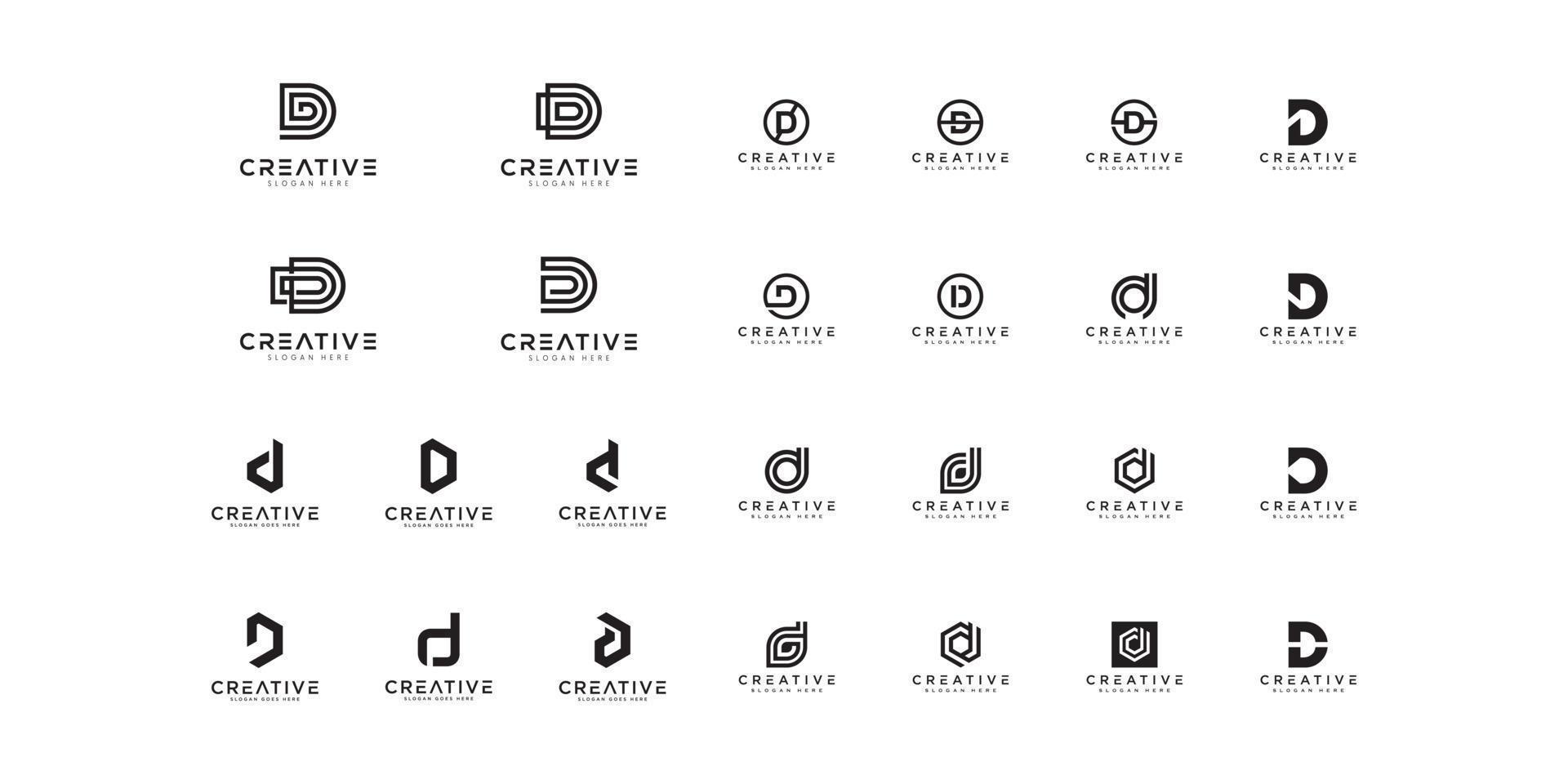 Set of initial letter D abstract logo vector template