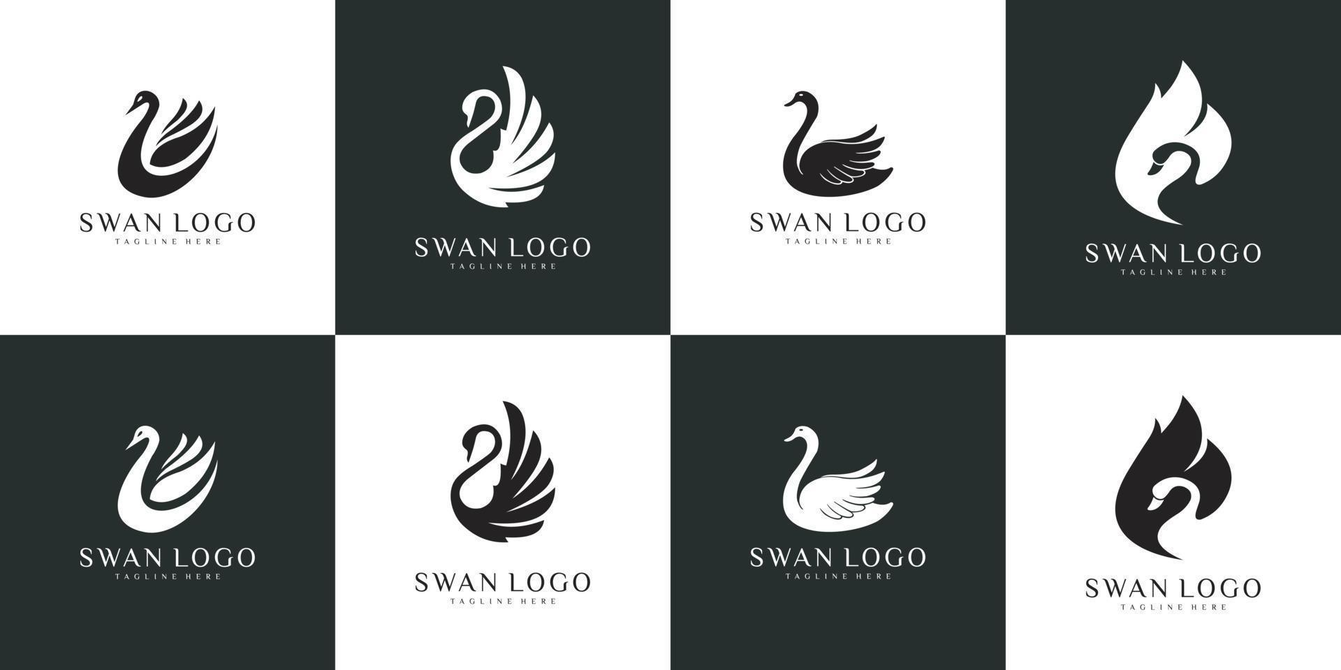 set of Swan logo vector silhouettes