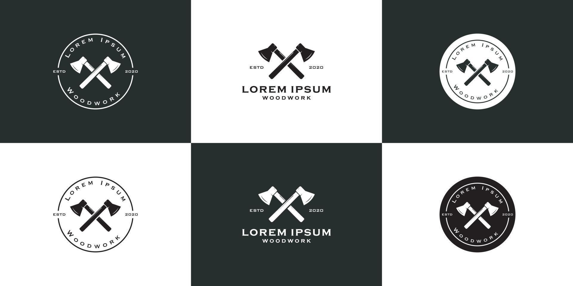 set of Crossed Axe logo vector design