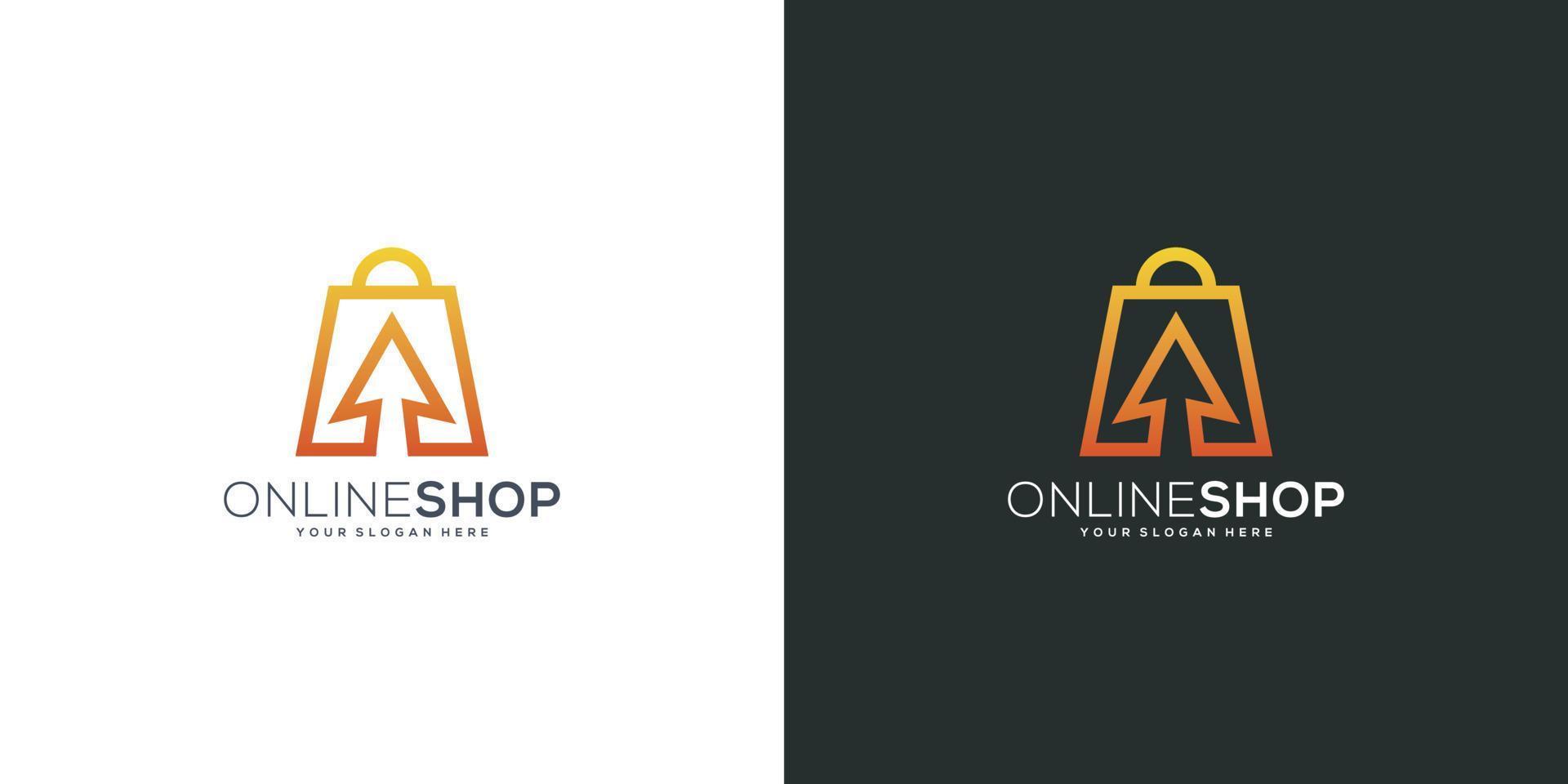 online shop logo design vector with arrow