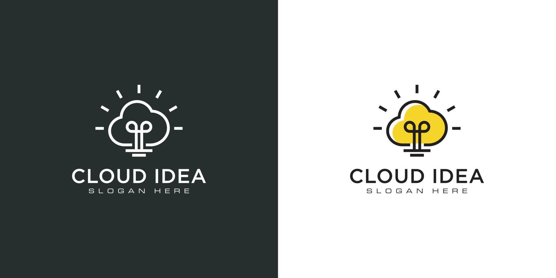 cloud idea bulb logo vector design