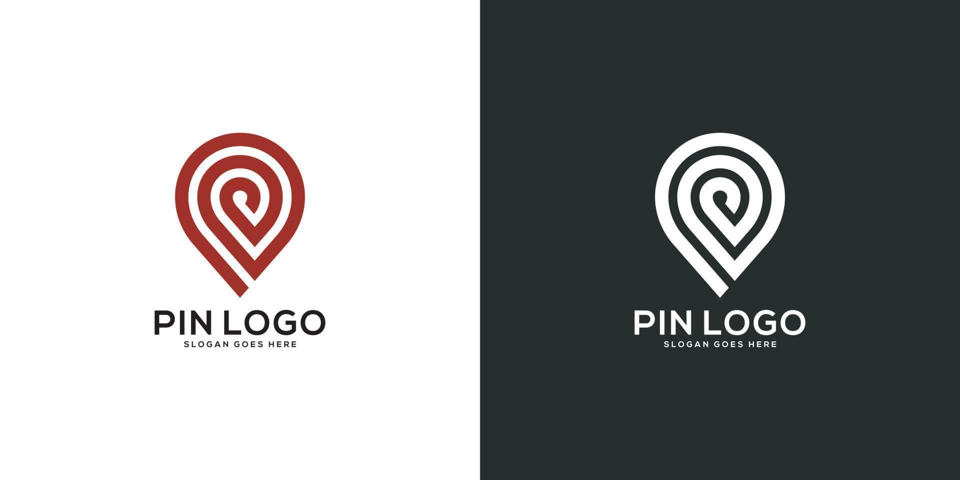 diseño de vector de logotipo de línea de ubicación de pin