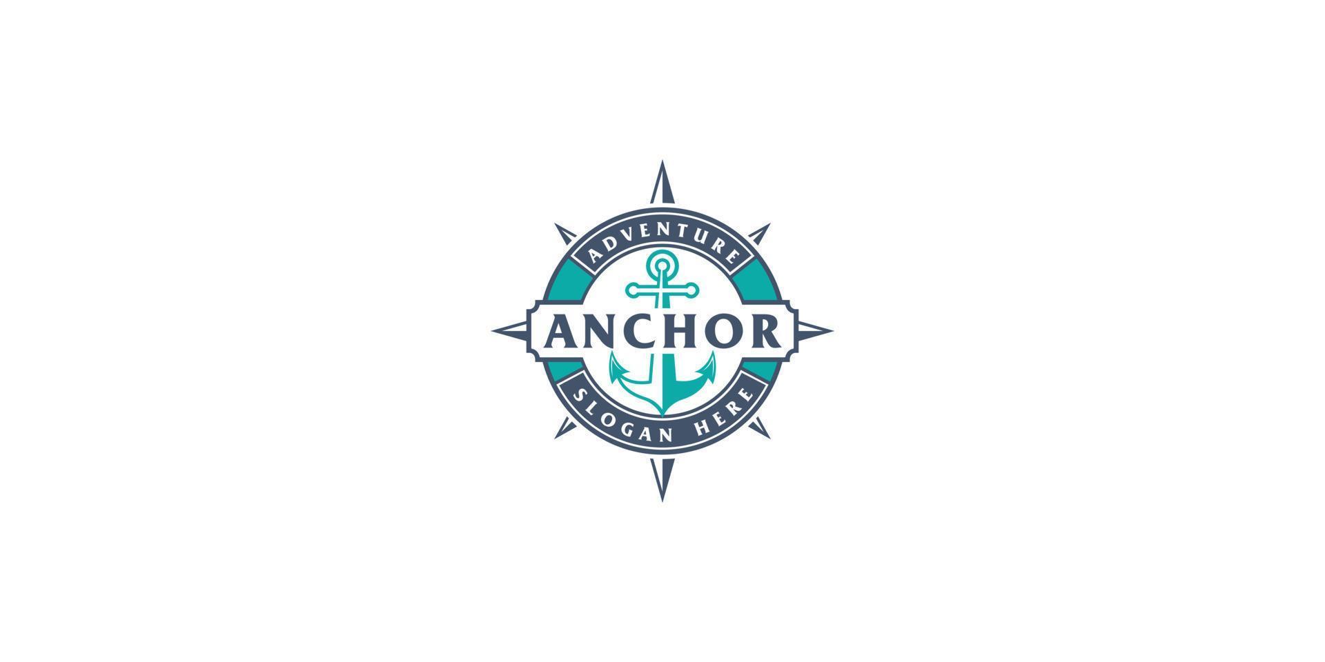 Anchor nautical marine circle seal logo design with text vector