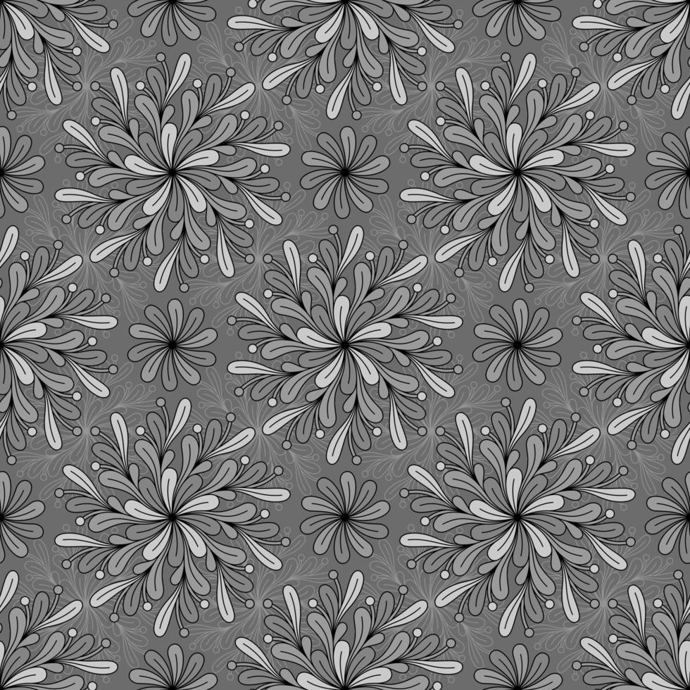 GREY SEAMLESS VECTOR BACKGROUND WITH SPIRAL ROUND DECORATIVE ELEMENTS
