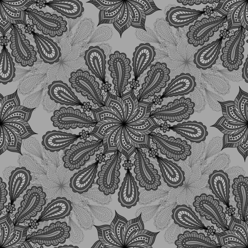 GREY SEAMLESS VECTOR BACKGROUND WITH PAISLEY ORNAMENT