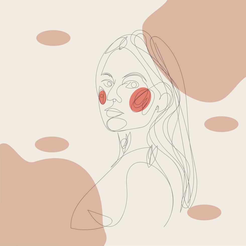 arte de una línea cara de mujer potrait dibujado a mano ilustración vectorial eps 10 vector