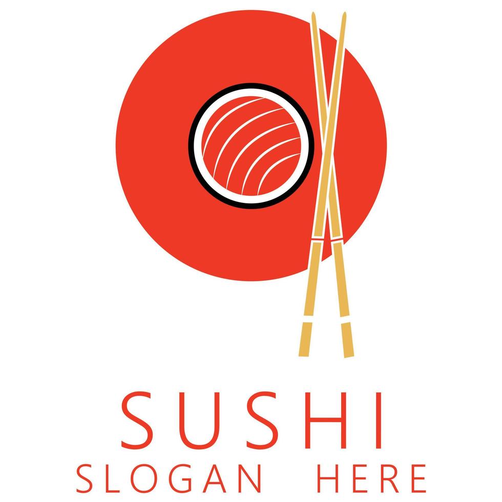 Sushi logo fish food japan restaurant. Japanese seafood logo asian dinner vector