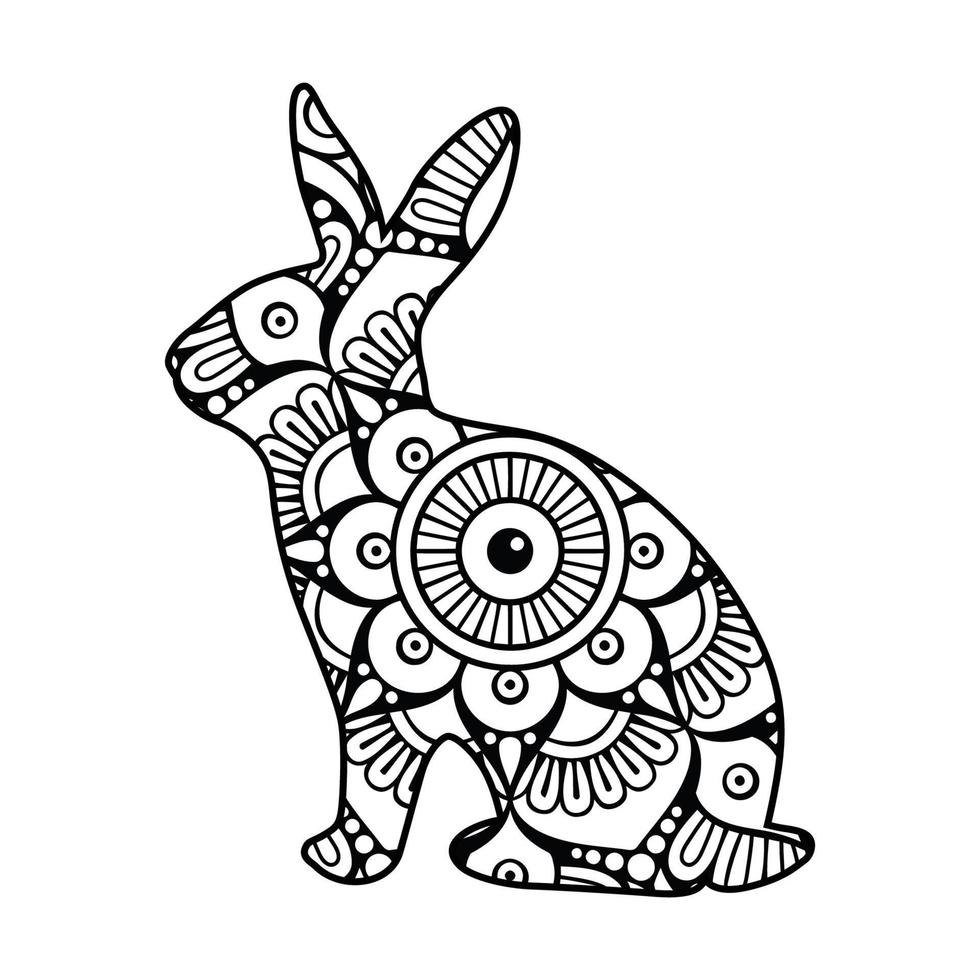 Cute rabbit mandala coloring vector illustration design.