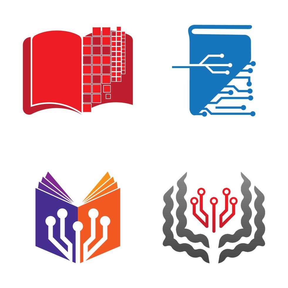 vector de tecnología de icono de logotipo de libro digital