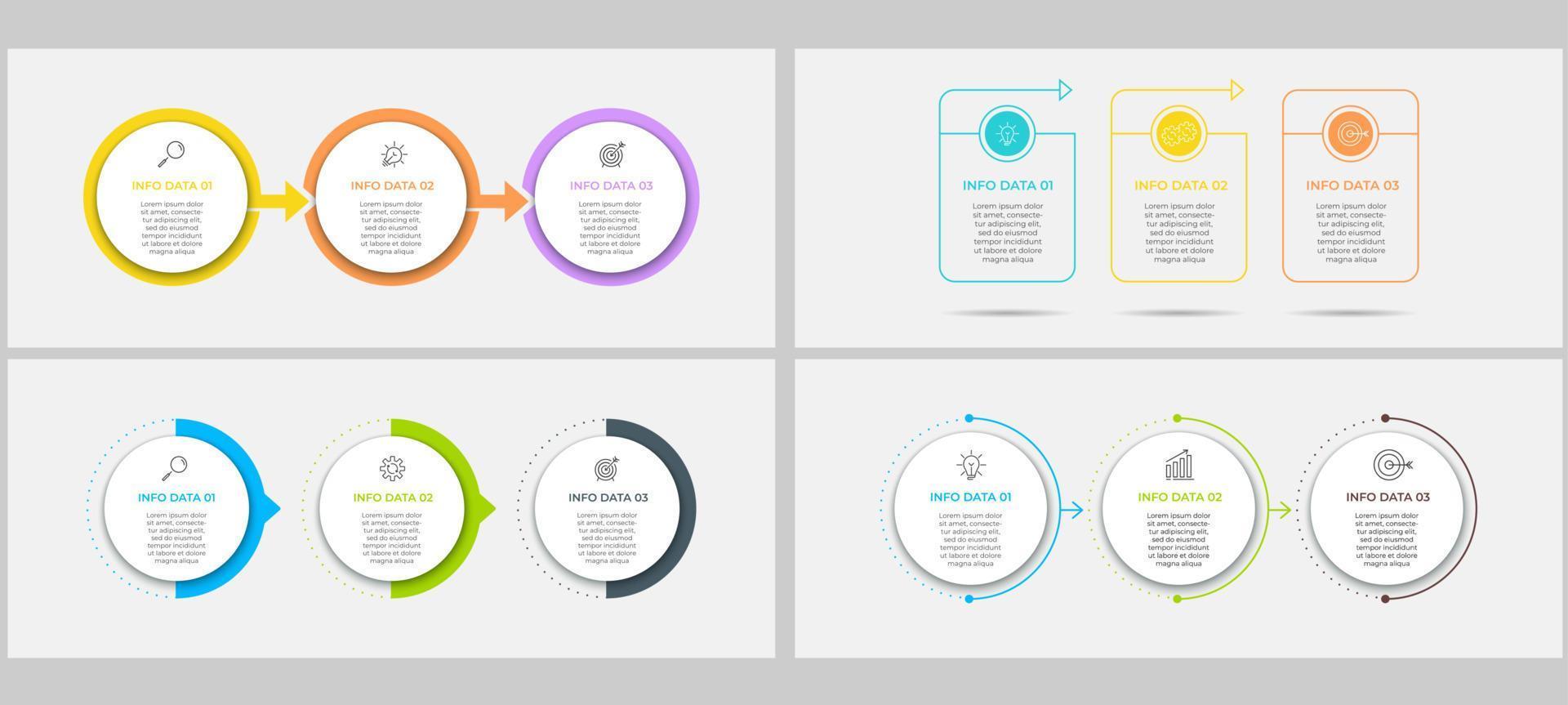 conjunto de infografías de negocios con 3 opciones o pasos vector