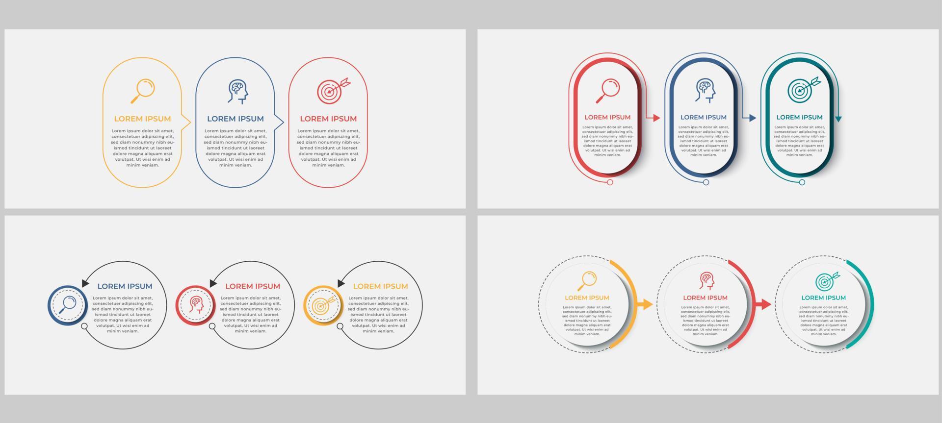 conjunto de infografías de negocios con 3 opciones o pasos vector