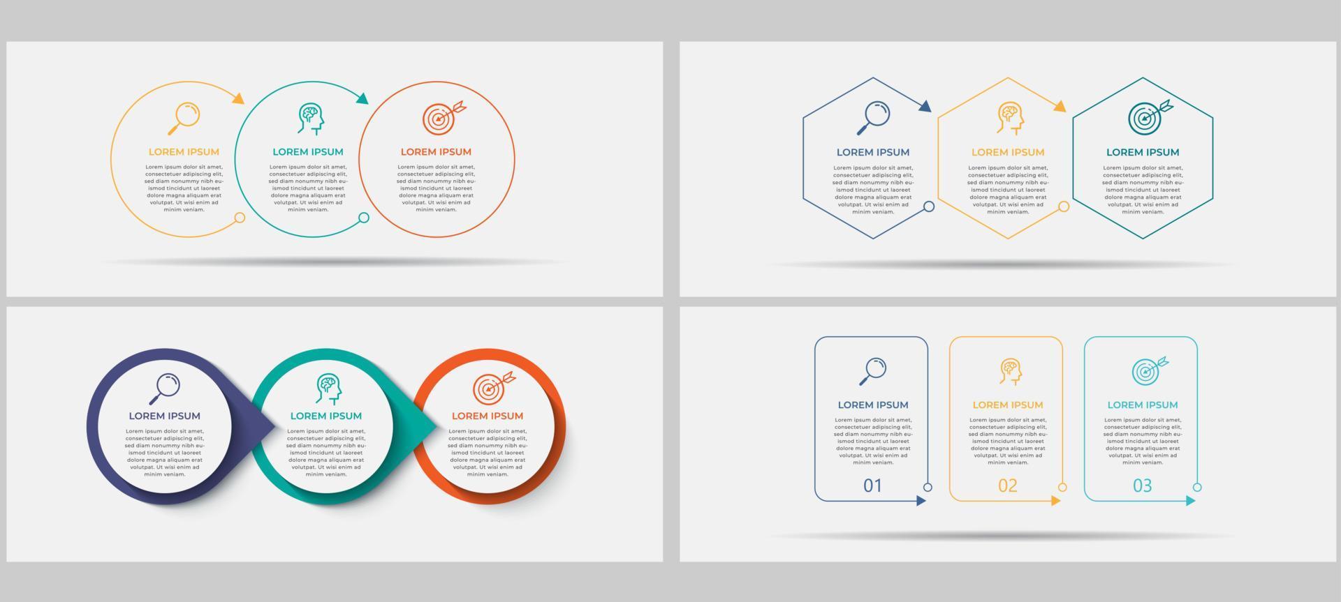 Business Infographics set bundle with 3 options or steps vector