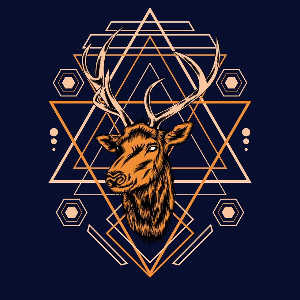 deer head with sacred geometry for wallpaper background vector