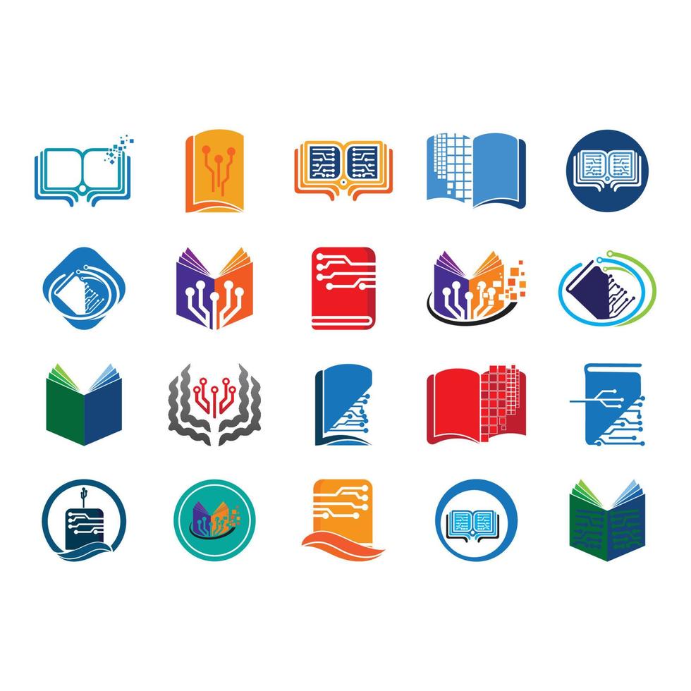 vector de tecnología de icono de logotipo de libro digital