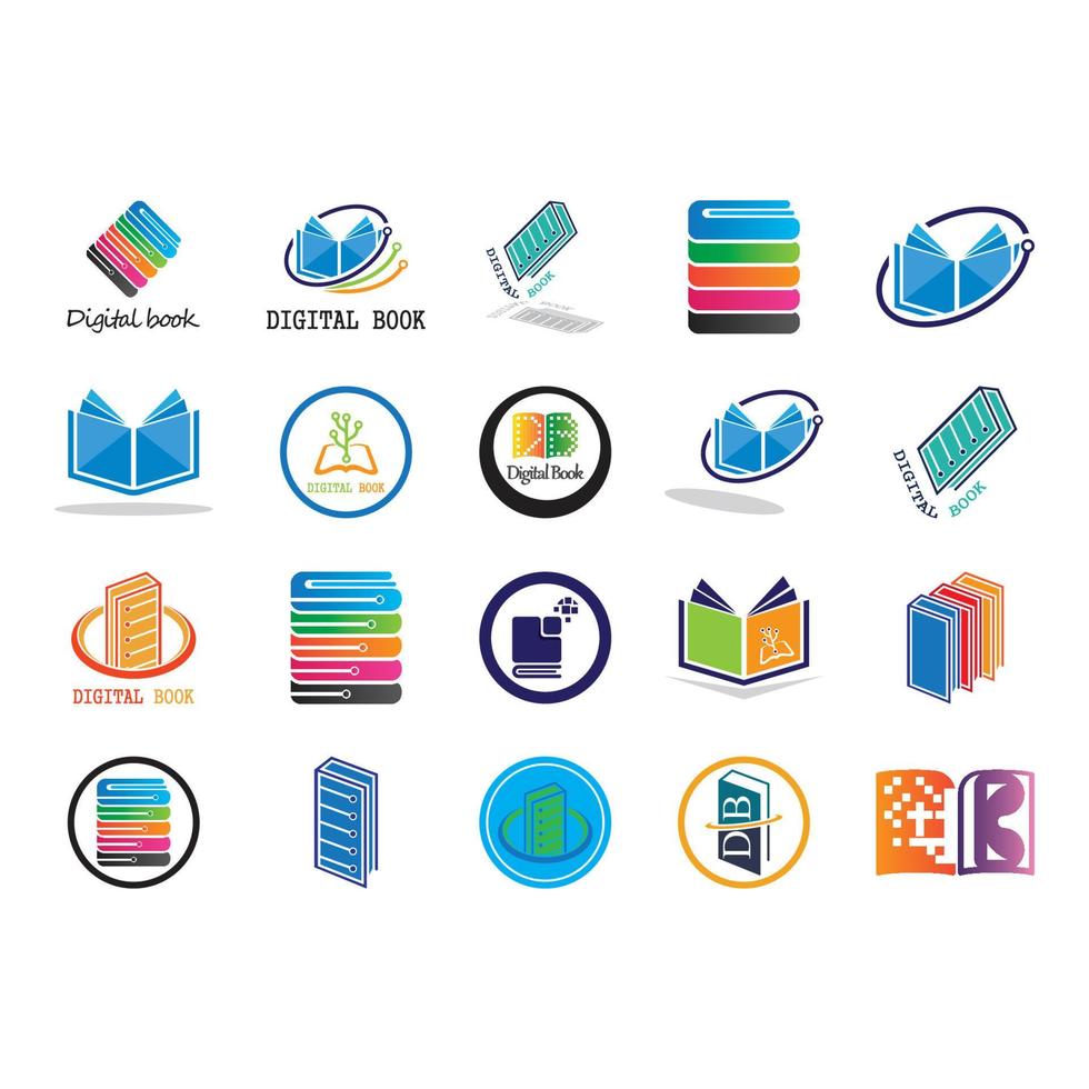 vector de tecnología de icono de logotipo de libro digital